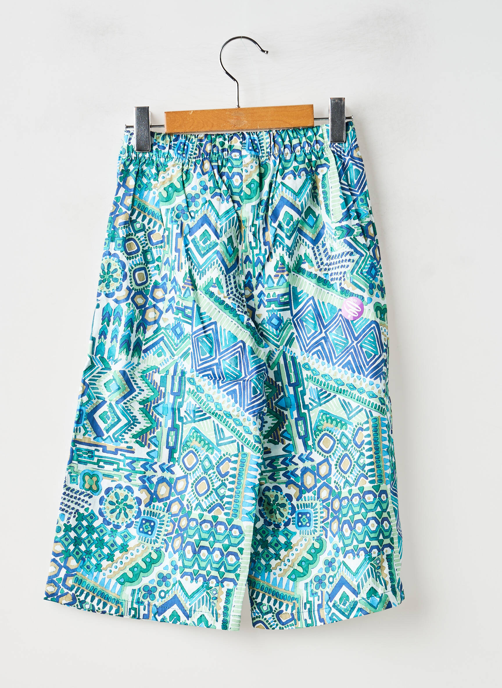 Pantalon large tissage popeline taille élastique vert MAYORAL fille