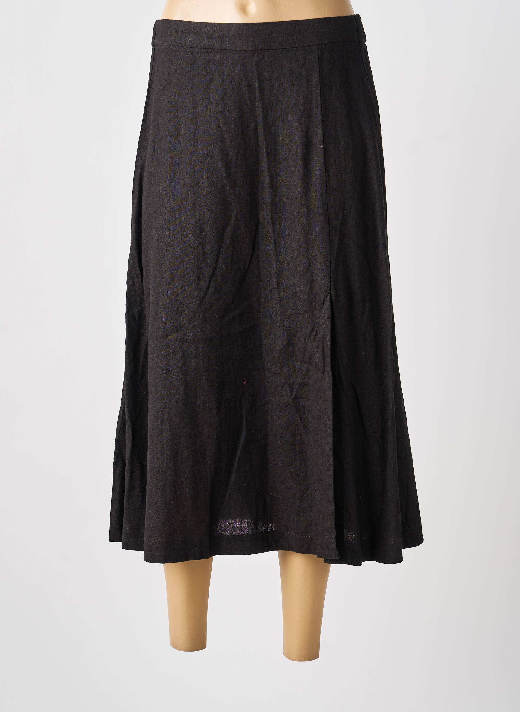 Jupe mi-longue coupe évasée noir ICHI femme