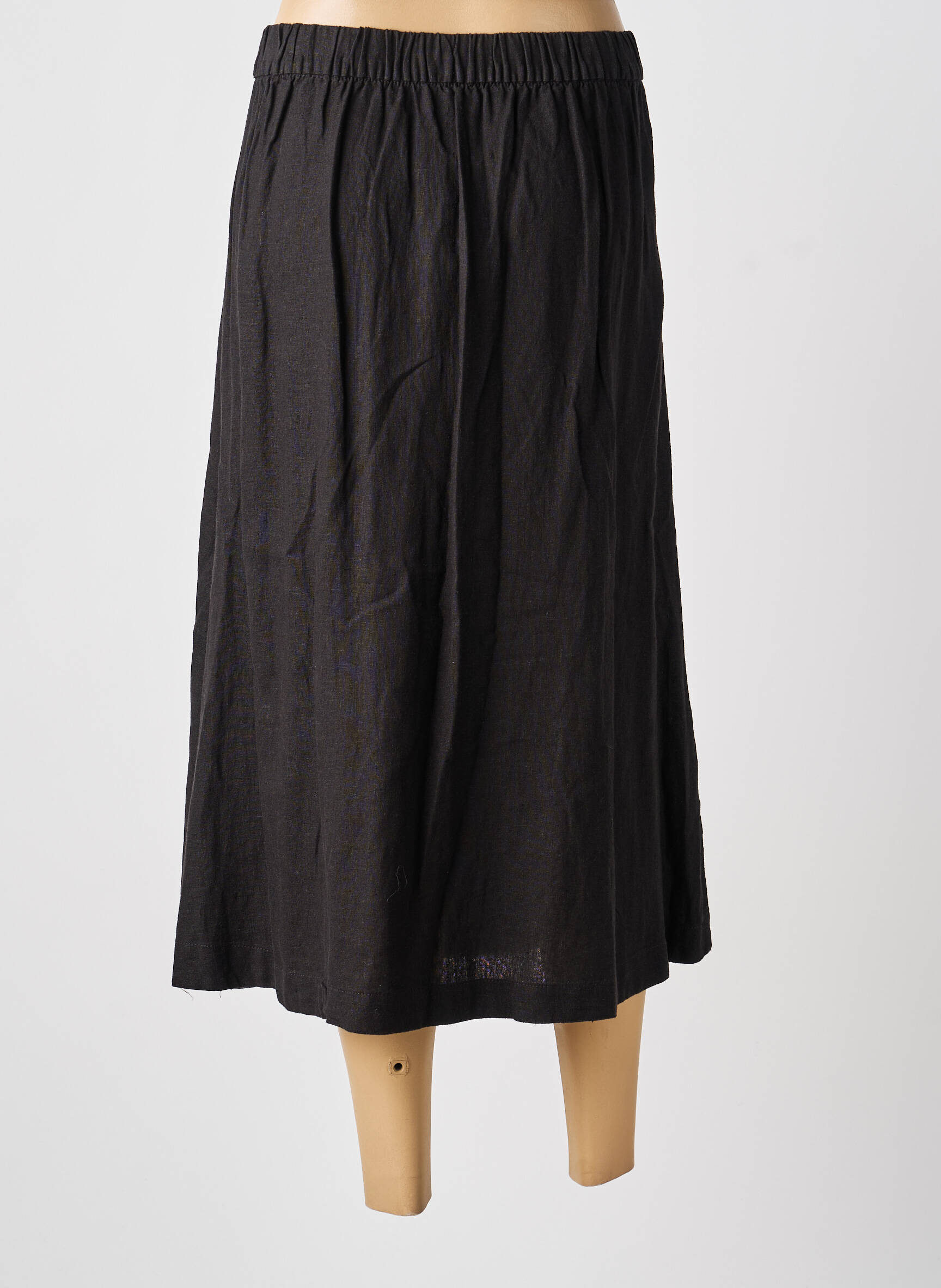Jupe mi-longue coupe évasée noir ICHI femme