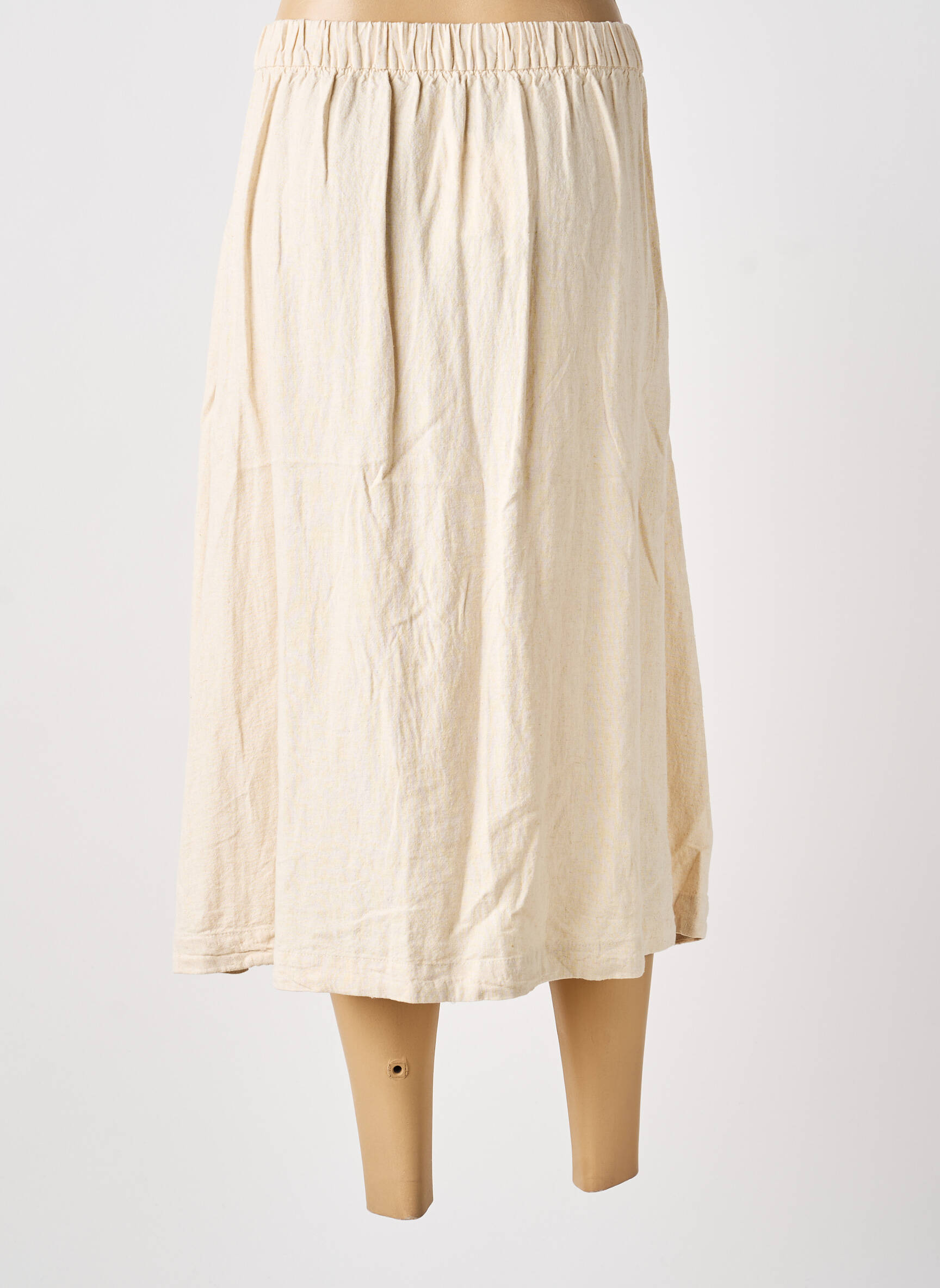 Jupe mi-longue coupe évasée beige ICHI femme