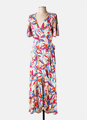 Robe longue imprimé fantaisie manches courtes rouge GARCIA femme