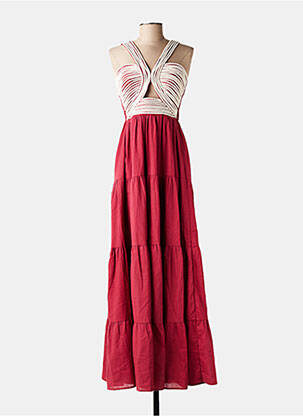 Robe longue coupe cintrée fines bretelles rouge STELLA femme