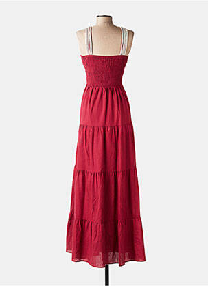 Robe longue coupe cintrée fines bretelles rouge STELLA femme