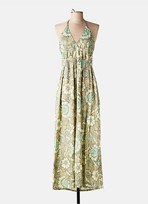 Robe longue imprimé fleurs fines bretelles vert TIFFOSI femme