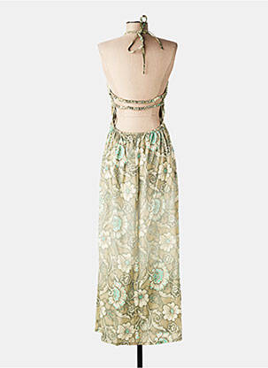 Robe longue imprimé fleurs fines bretelles vert TIFFOSI femme