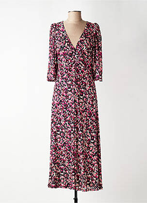 Robe longue imprimé fantaisie manches 3/4 rose GARCIA femme