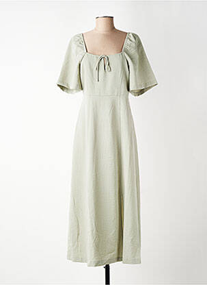 Robe longue manches courtes manches courtes vert ICHI femme