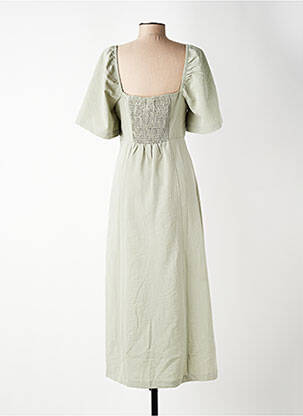 Robe longue manches courtes manches courtes vert ICHI femme