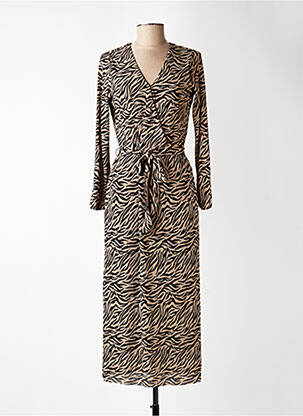 Robe longue manches longues manches longues marron GARCIA femme