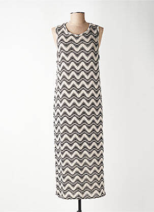 Robe longue imprimé fantaisie sans manche marron GARCIA femme