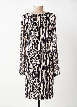 Robe mi-longue imprimé fantaisie manches longues marron GARCIA femme