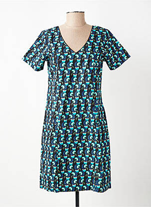 Robe courte manches courtes manches courtes vert COTON DU MONDE femme