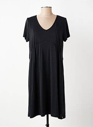 Robe mi-longue coupe fluide manches courtes noir ÉTYMOLOGIE femme