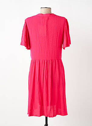 Robe mi-longue coupe fluide manches courtes rose ICHI femme