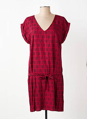 Robe courte manches courtes manches courtes rouge COTON DU MONDE femme