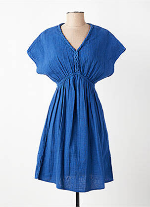 Robe courte manches courtes manches courtes bleu C'EST BEAU LA VIE femme