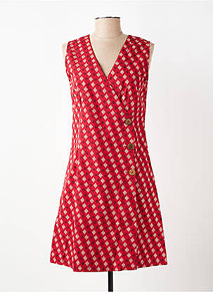 Robe courte sans manche sans manche rouge COTON DU MONDE femme