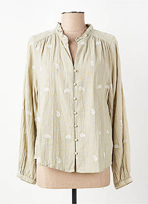 Chemisier tissage crêpe manches longues beige C'EST BEAU LA VIE femme