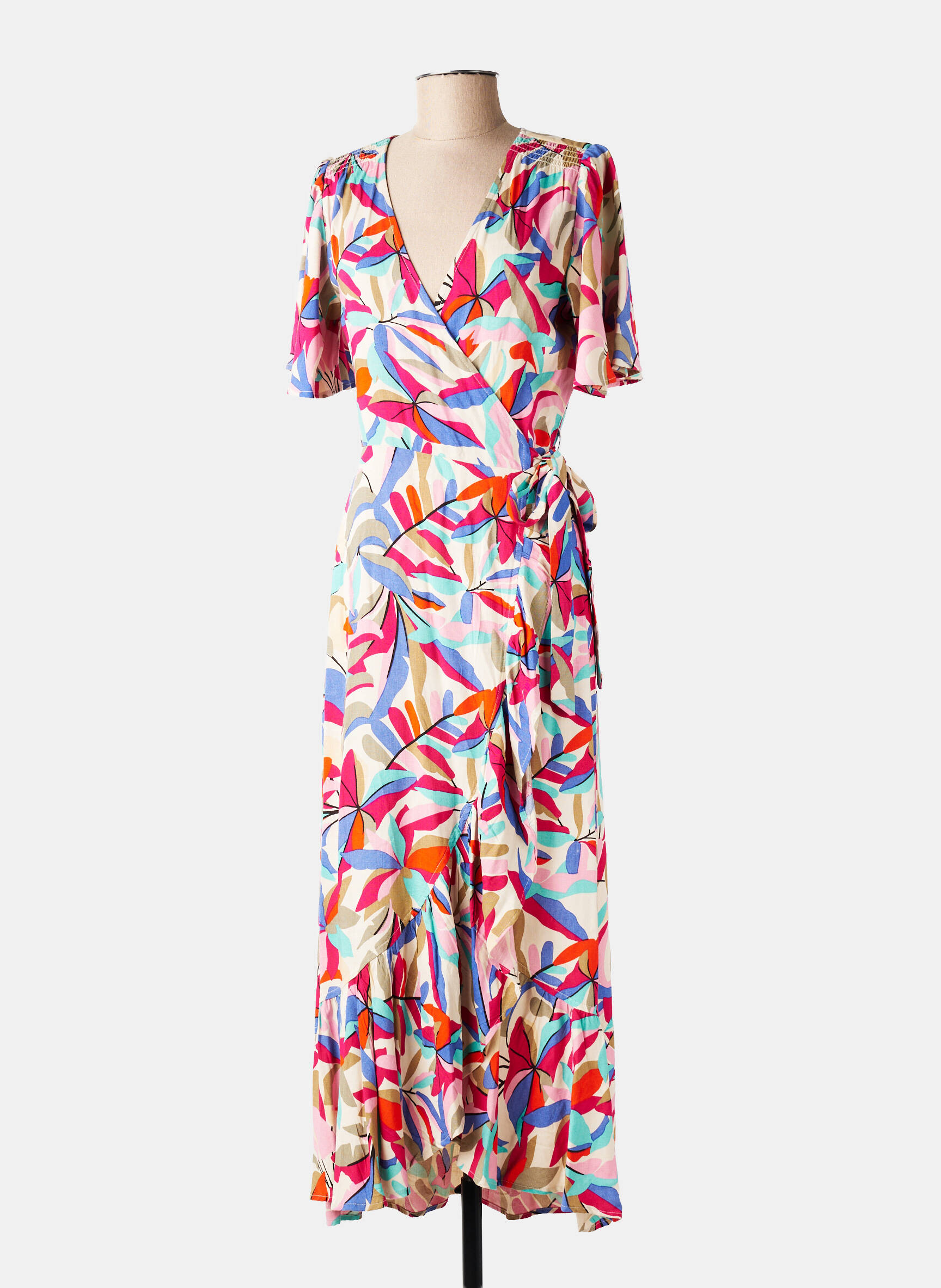 Robe longue imprimé fantaisie manches courtes rouge GARCIA femme