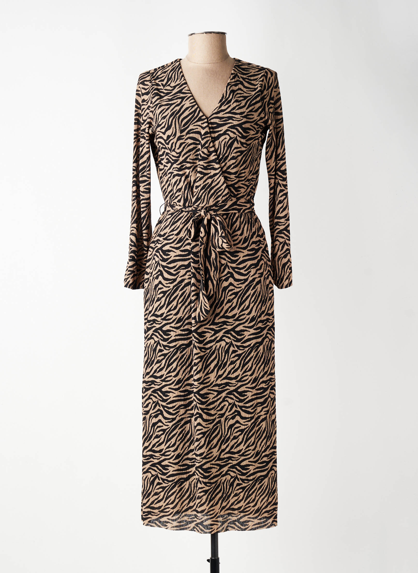 Robe longue manches longues manches longues marron GARCIA femme