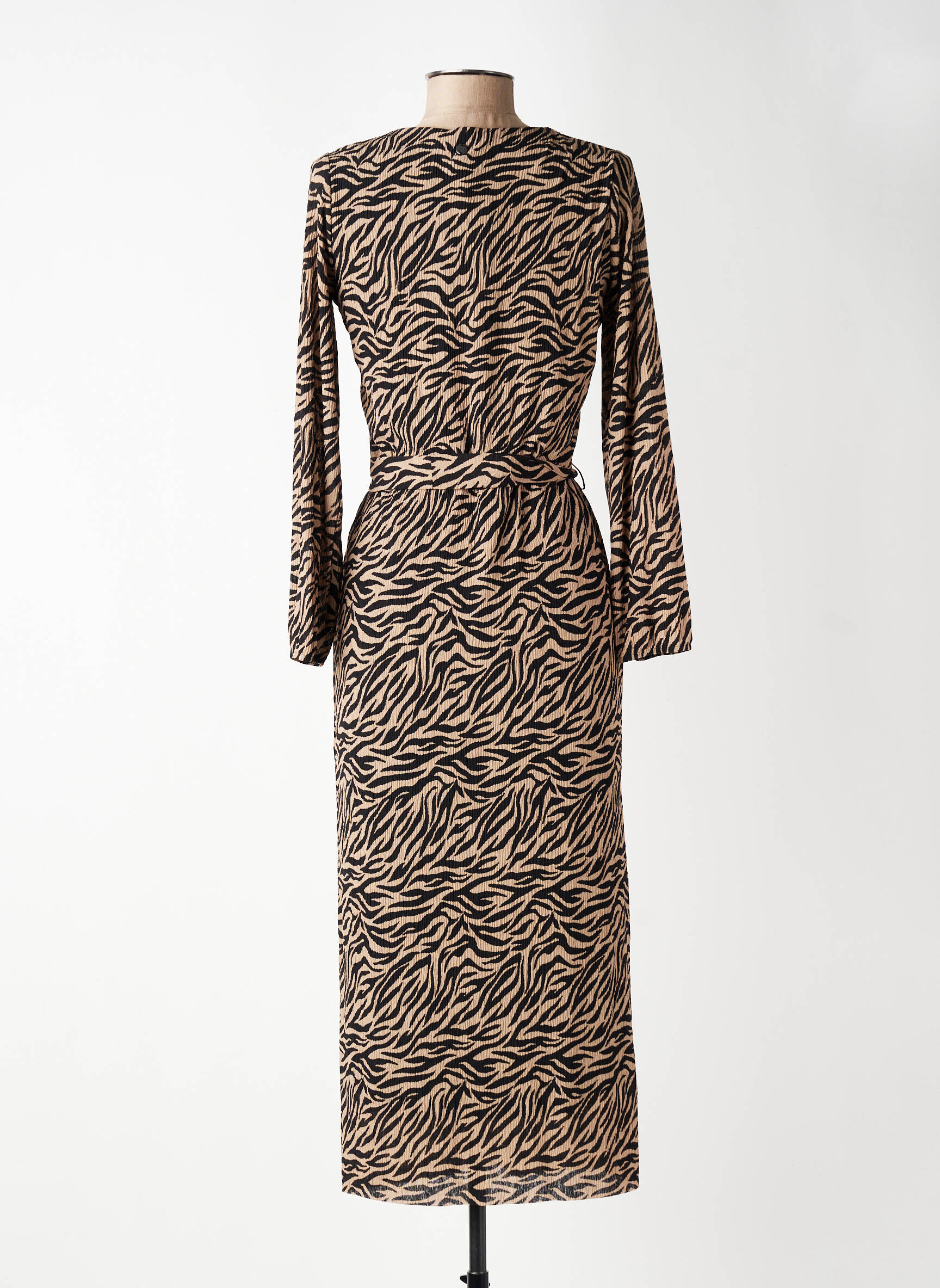 Robe longue manches longues manches longues marron GARCIA femme