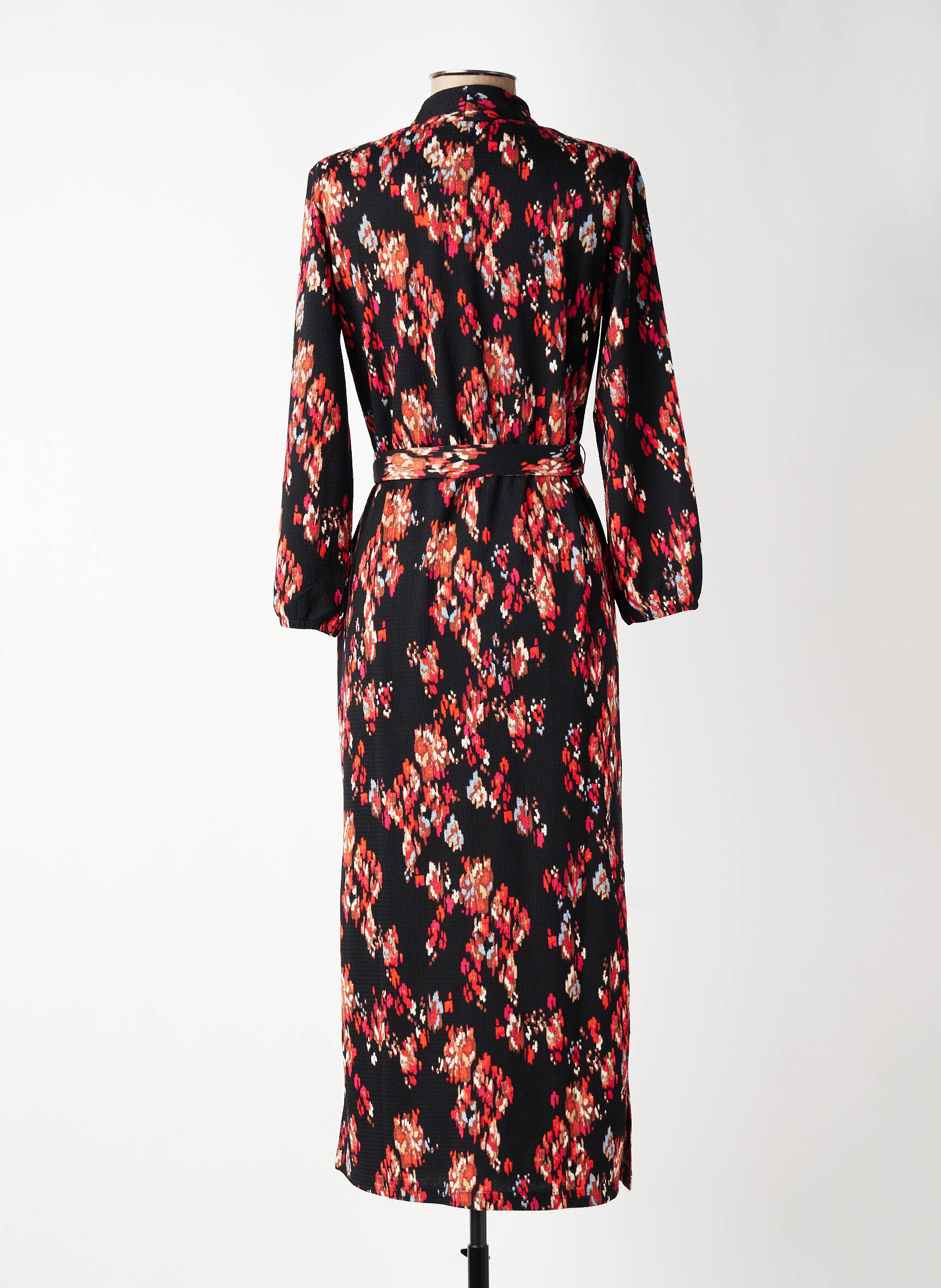 Robe longue imprimé fantaisie manches 3/4 rouge GARCIA femme