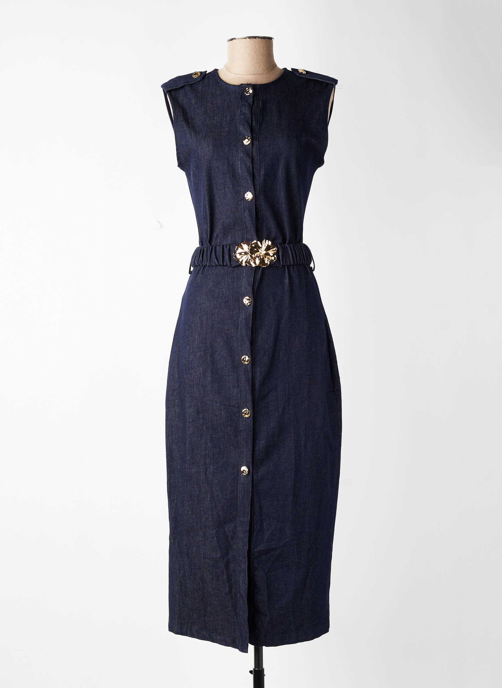 Robe longue sans manche sans manche bleu MOOYA femme