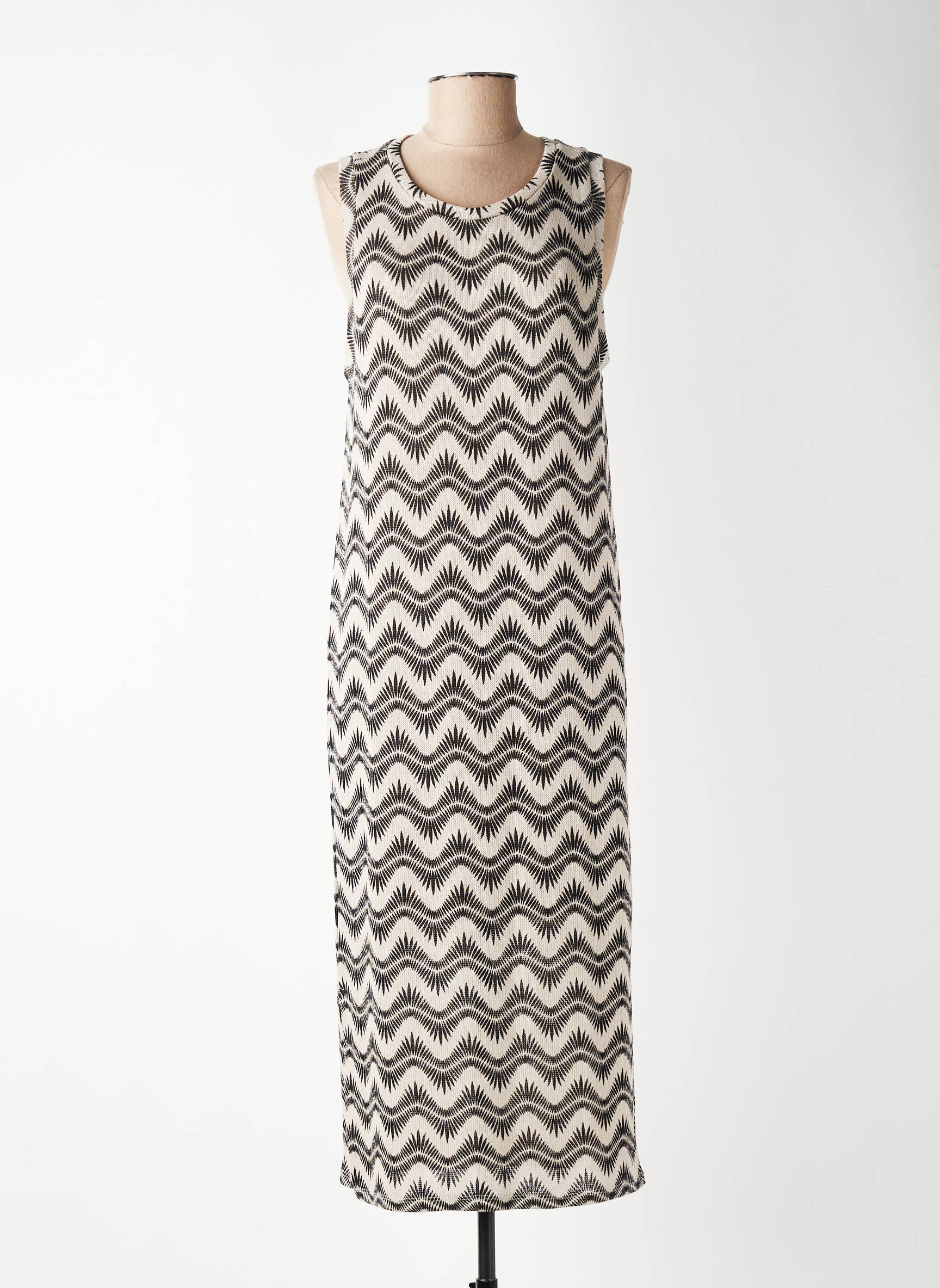 Robe longue imprimé fantaisie sans manche marron GARCIA femme