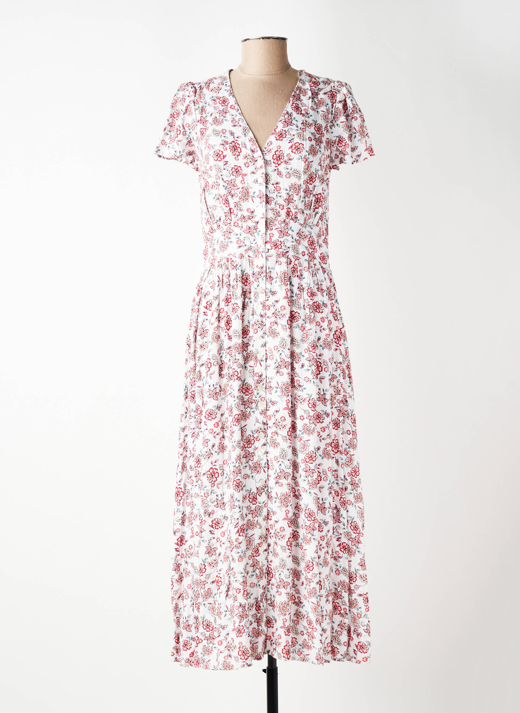 Robe longue manches courtes manches courtes rouge C'EST BEAU LA VIE femme