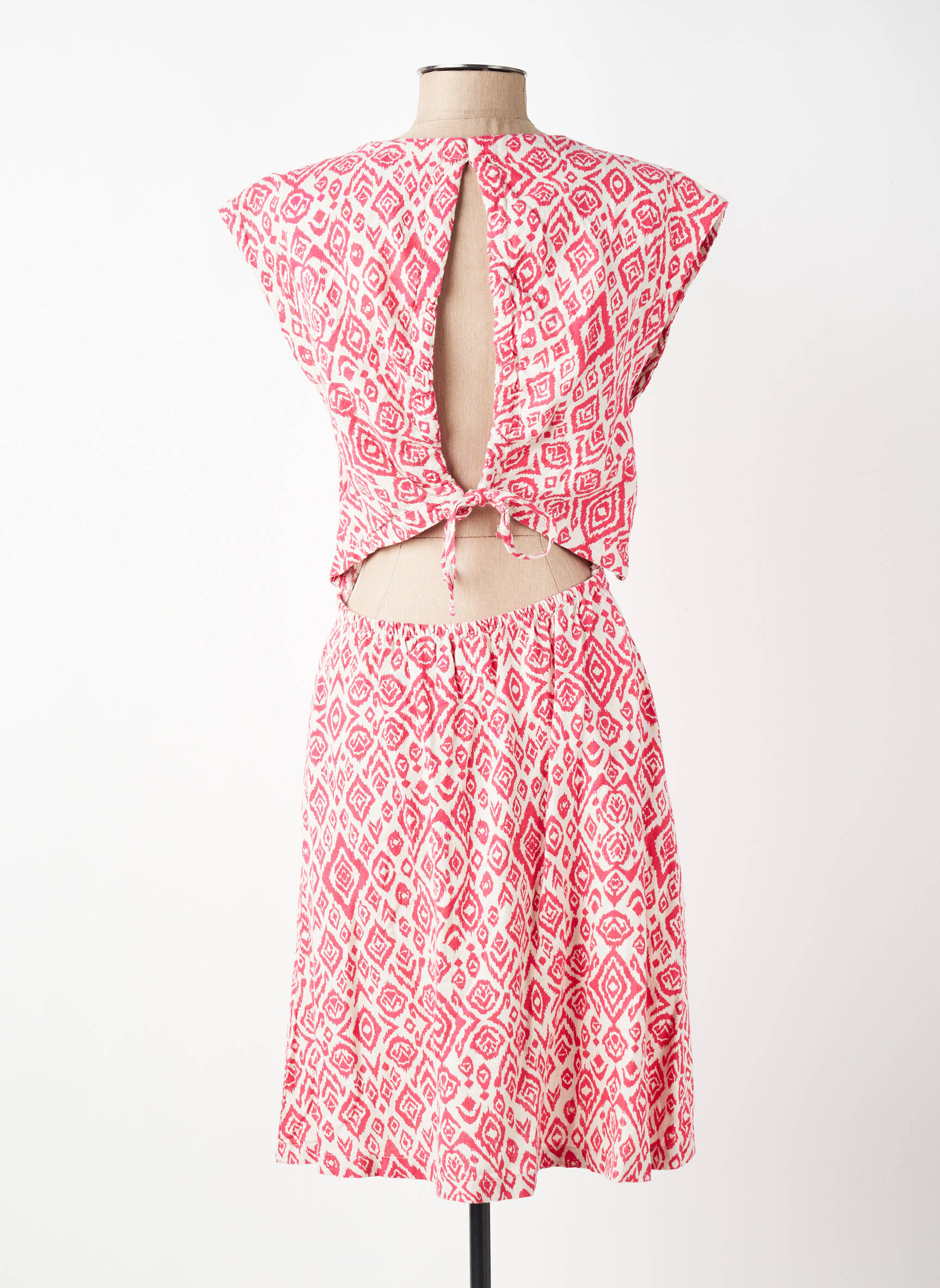 Robe mi-longue sans manche sans manche rose ICHI femme