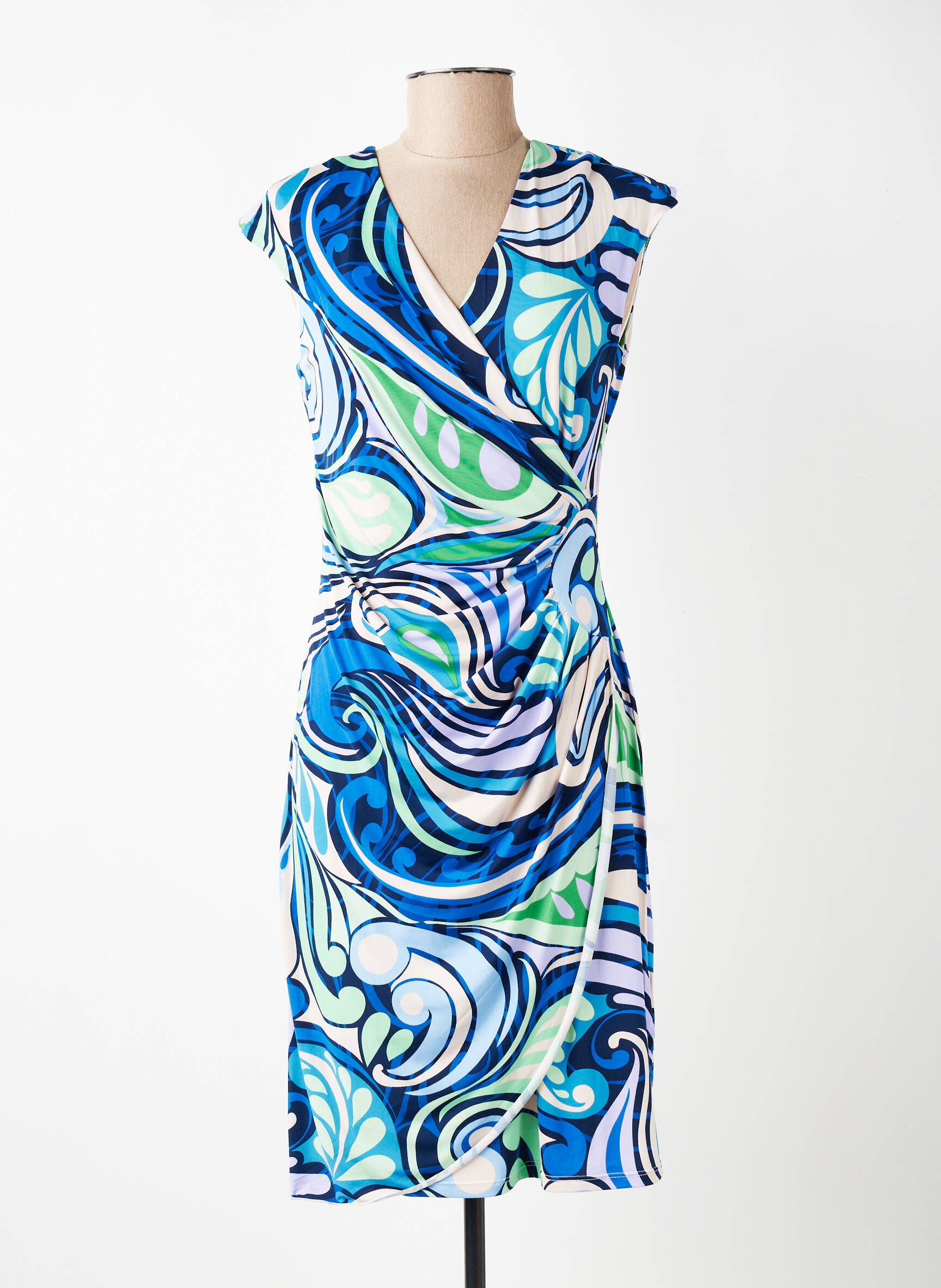 Robe mi-longue sans manche sans manche bleu MORGAN femme
