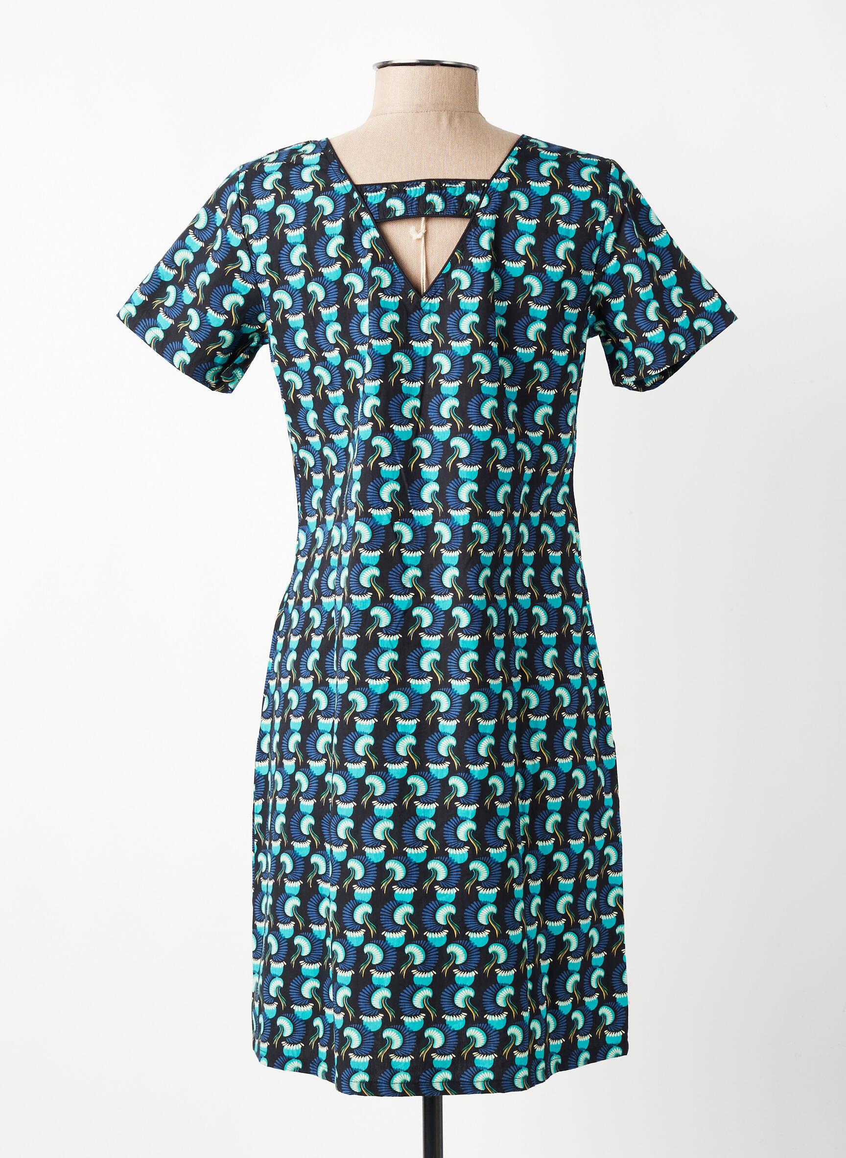 Robe courte manches courtes manches courtes vert COTON DU MONDE femme