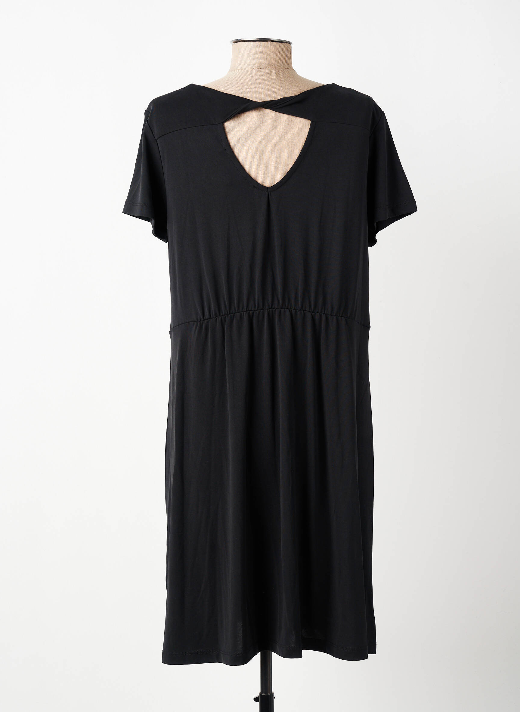 Robe mi-longue coupe fluide manches courtes noir ÉTYMOLOGIE femme