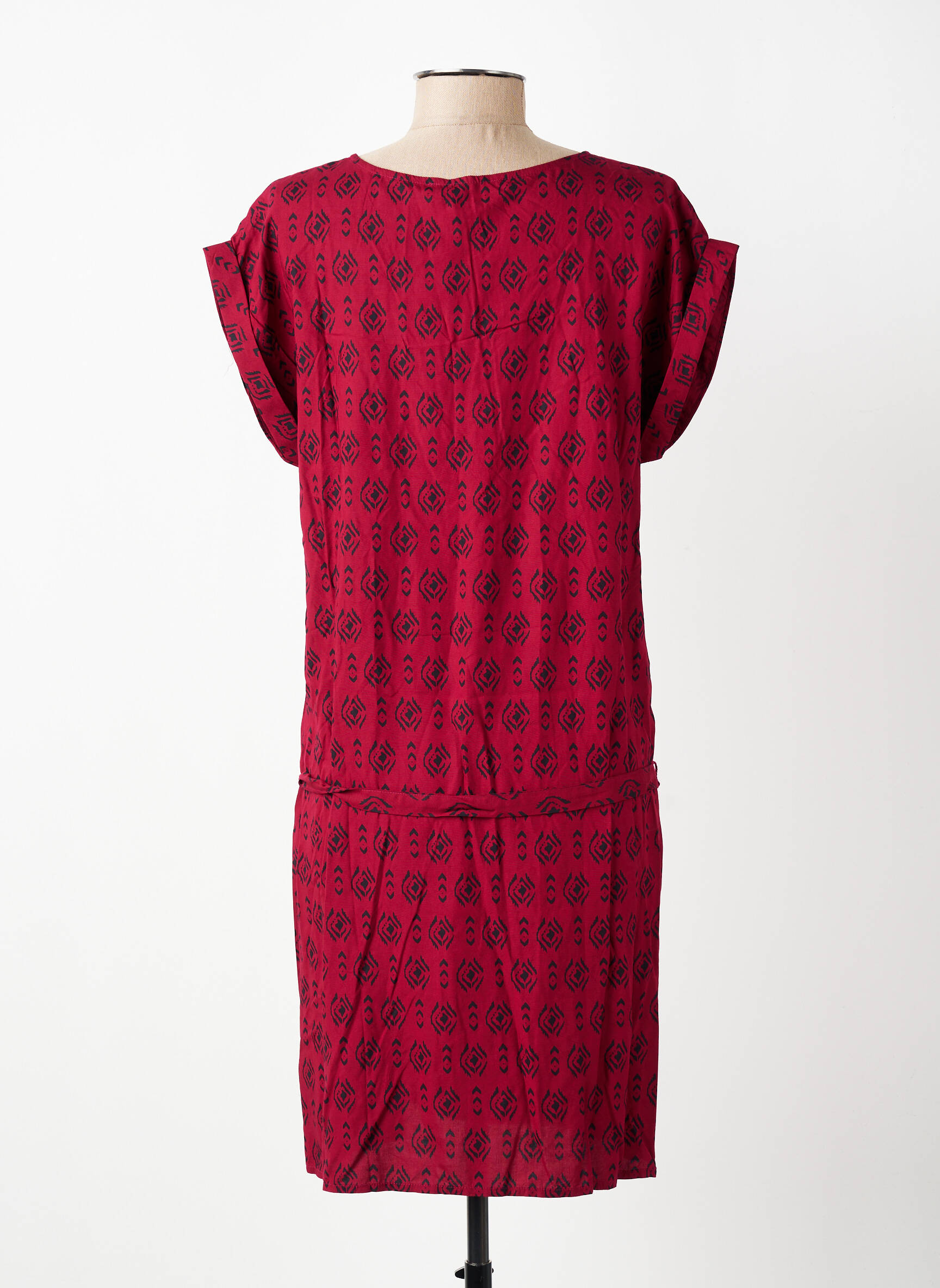 Robe courte manches courtes manches courtes rouge COTON DU MONDE femme