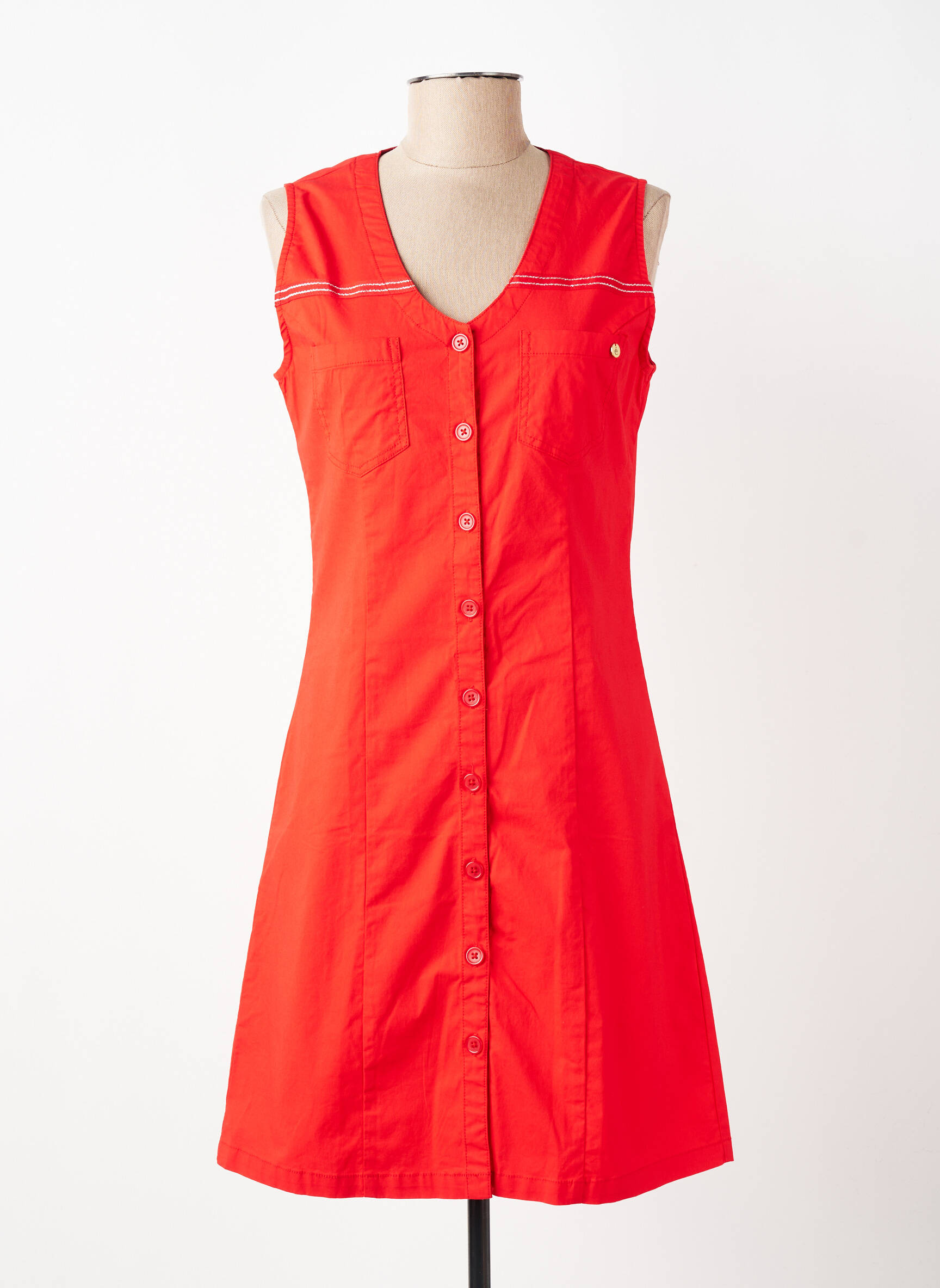 Robe courte sans manche sans manche rouge ÉTYMOLOGIE femme