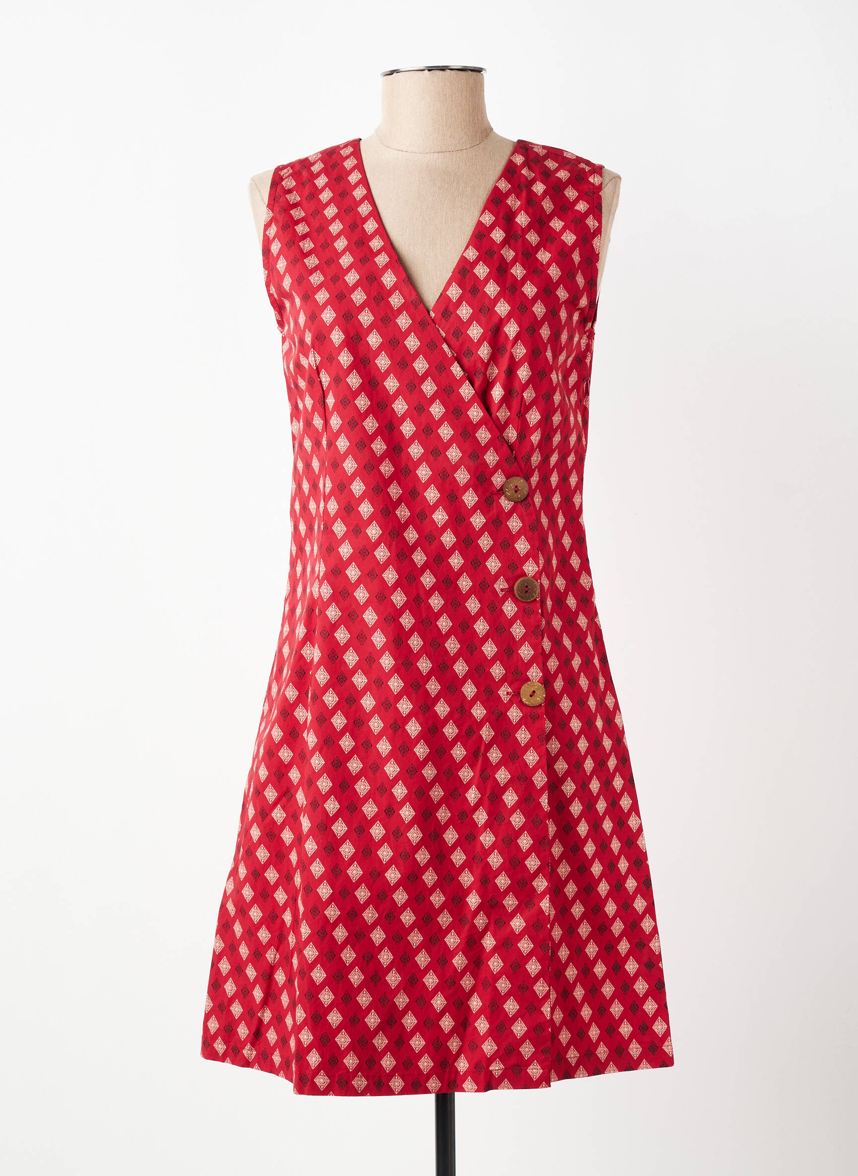 Robe courte sans manche sans manche rouge COTON DU MONDE femme