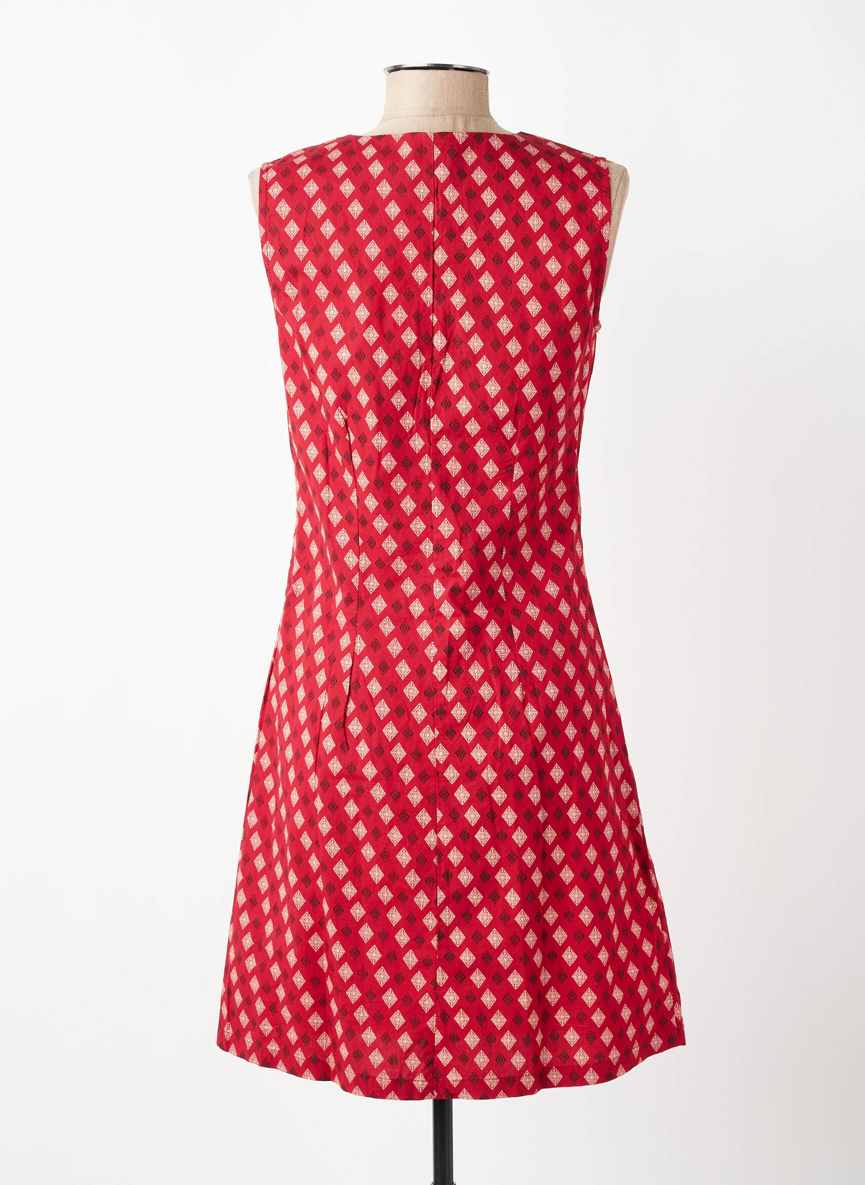 Robe courte sans manche sans manche rouge COTON DU MONDE femme