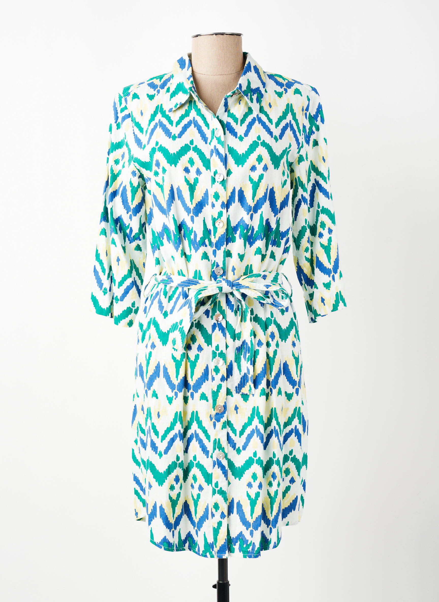 Robe courte manches 3/4 manches 3/4 bleu ÉTYMOLOGIE femme