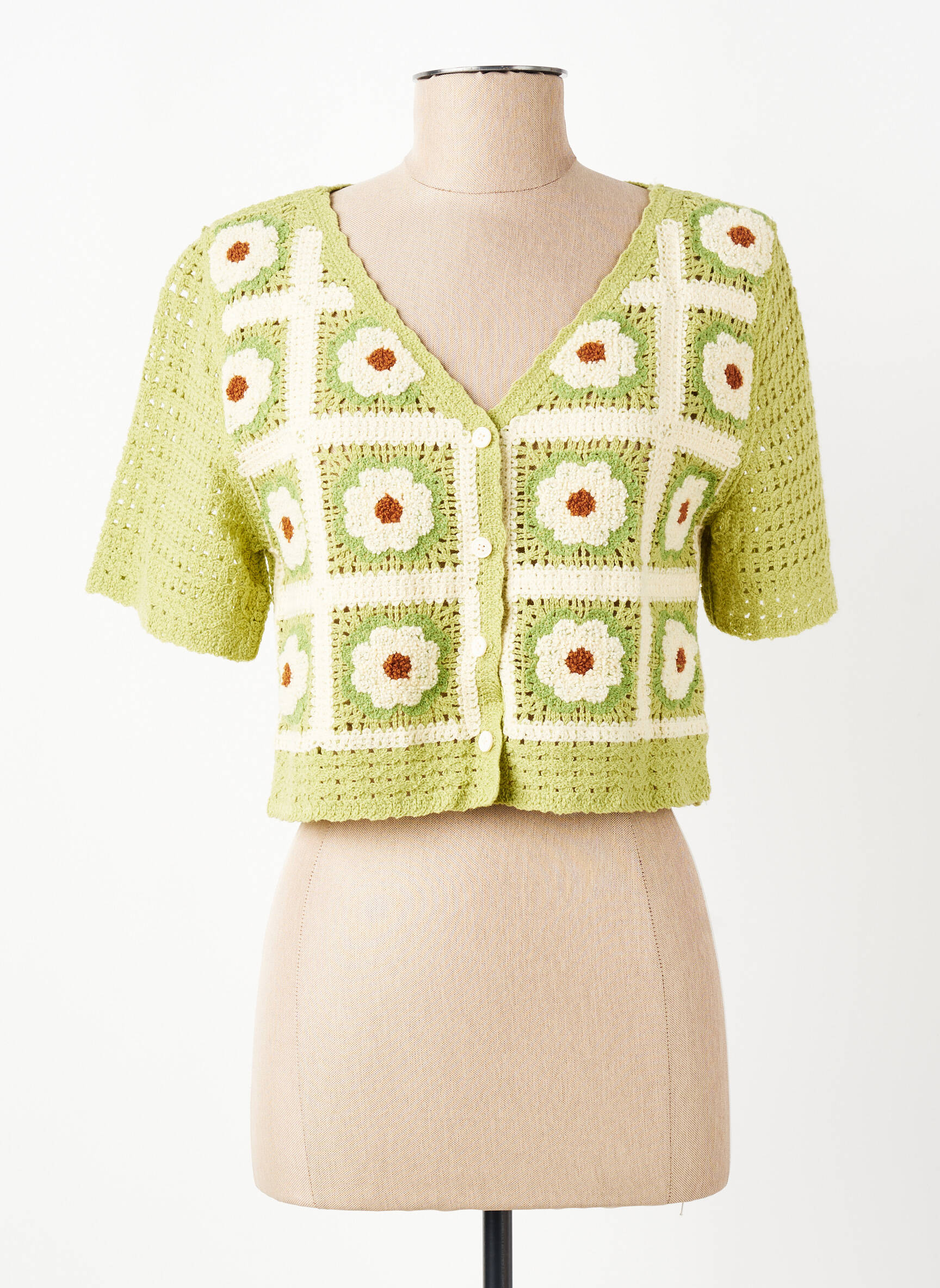 Gilet manches courtes coupe cintrée vert ROSA FASHION femme