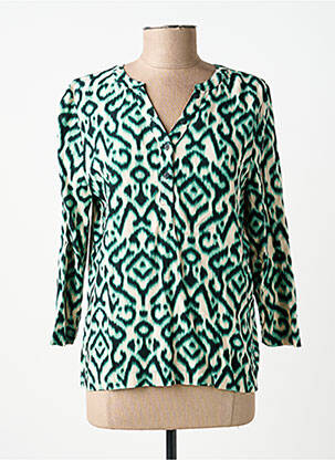Blouse tissage popeline manches 3/4 vert STREET ONE femme