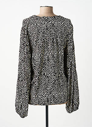 Blouse tissage popeline manches longues noir ICHI femme
