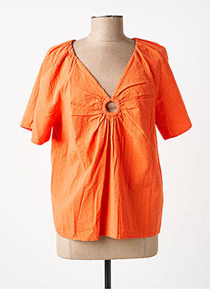 Blouse tissage popeline manches courtes orange C'EST BEAU LA VIE femme