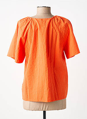 Blouse tissage popeline manches courtes orange C'EST BEAU LA VIE femme