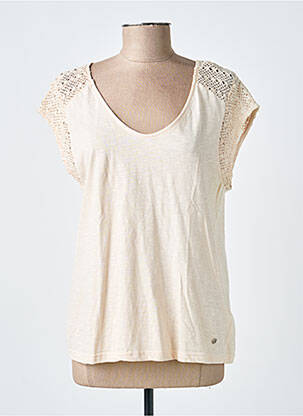 T-shirt col v manches courtes beige DEELUXE femme