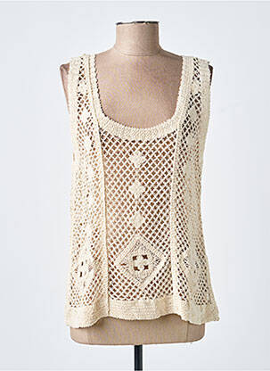 Top col carré sans manche beige BROADWAY femme