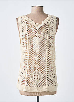 Top col carré sans manche beige BROADWAY femme