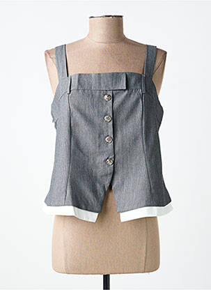 Top col carré fines bretelles gris STELLA femme