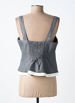 Top col carré fines bretelles gris STELLA femme