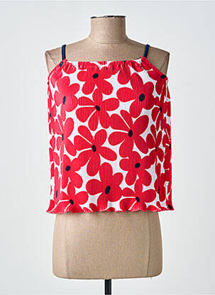 Top col carré fines bretelles rouge BOBOLI fille