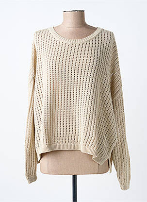 Pull maille ajourée manches longues beige ÉTYMOLOGIE femme